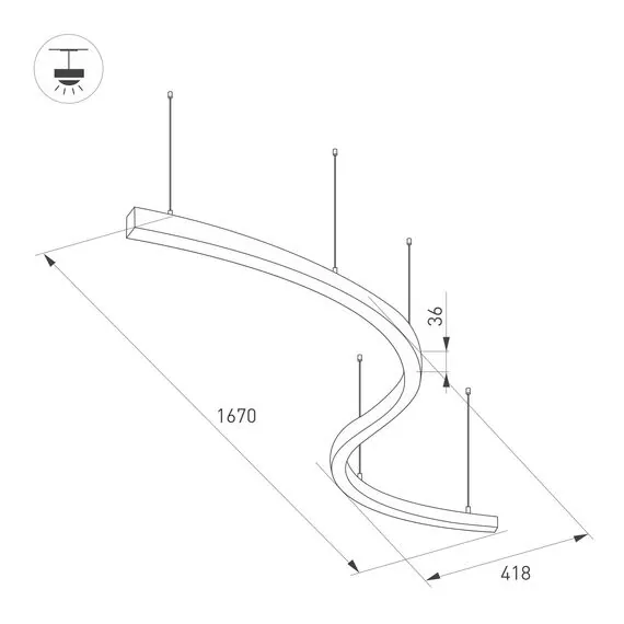 Arlight 034050(1) Светильник SP-LINE-HANG ARC-S3535-D800-65W Day4000 (WHITE, 230V) (Arlight, Металл) - ! УПАКОВКА СОСТОИТ ИЗ - 1 шт, изображение 3