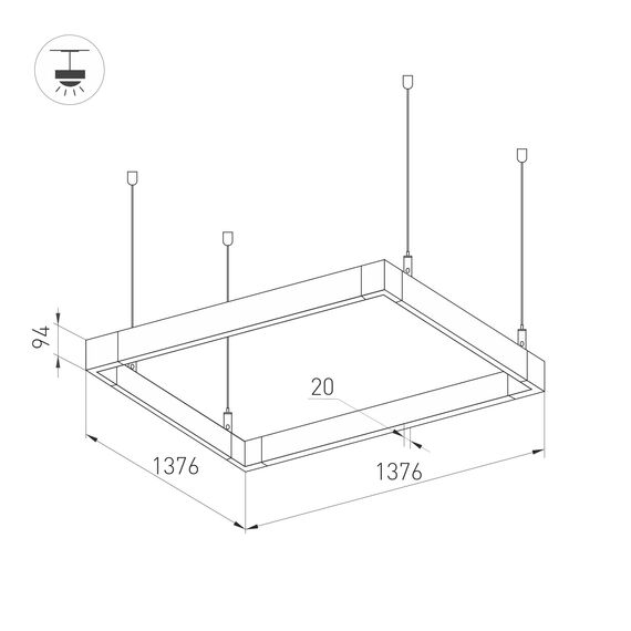 Arlight 032992 Светильник ALT-LINEAIR-QUADRAT-FLAT-UPDOWN-DIM-1375-170W Day4000 (BK, 100 deg, 230V) (Arlight, IP20 Металл, 3 года) - ! УПАКОВКА СОСТОИТ ИЗ - 1 шт, изображение 4