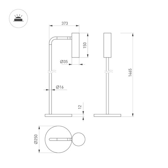 Arlight 051672 Светильник SP-VERDI-FLOOR-3W Warm3000 (BK, 20 deg, 230V) (Arlight, IP20 Металл, 3 года) - ! УПАКОВКА СОСТОИТ ИЗ - 1 шт, изображение 4
