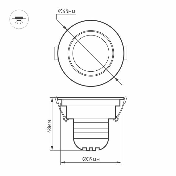 Arlight 015398 Светодиодный светильник LTM-R45WH 3W Warm White 30deg (Arlight, IP40 Металл, 3 года) 015398, изображение 6