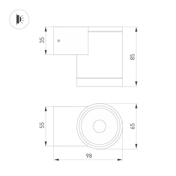 Arlight 044852 Светильник LGD-RAY-WALL-R65-9W Day4000 (GR, 23 deg, 230V) (Arlight, IP65 Металл, 3 года) - ! УПАКОВКА СОСТОИТ ИЗ - 1 шт, изображение 4