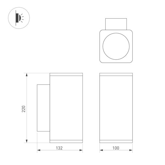 Arlight 046195 Светильник LGD-EVO-WALL-TWIN-S100x100-2x12W Warm3000 (GR, 44 deg, 230V) (Arlight, IP54 Металл, 3 года) - ! УПАКОВКА СОСТОИТ ИЗ - 1 шт, изображение 10