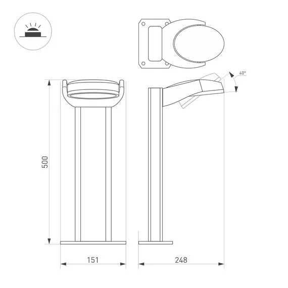 Arlight 029982 Светильник LGD-EYE-BOLL-H500-6W Warm3000 (GR, 117 deg, 230V) (Arlight, IP54 Металл, 3 года) - ! УПАКОВКА СОСТОИТ ИЗ - 1 шт, изображение 11