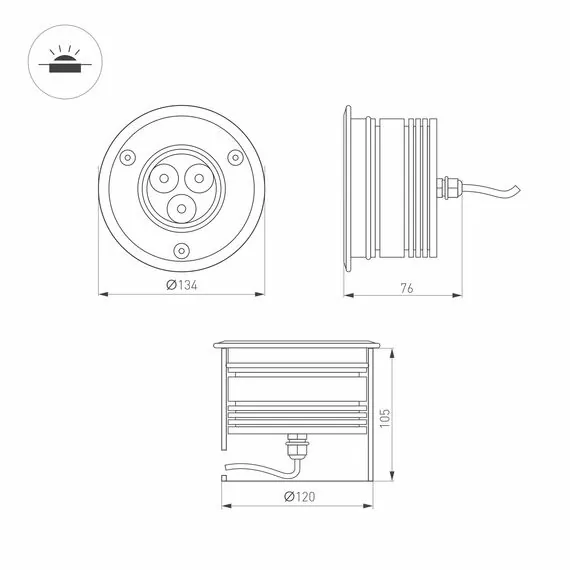 Arlight 024961 Светильник ART-GROUND-COLOR-TURN-R115-9W RGB (SL, 25 deg, 24V) (Arlight, IP67 Металл, 3 года) 024961, изображение 14