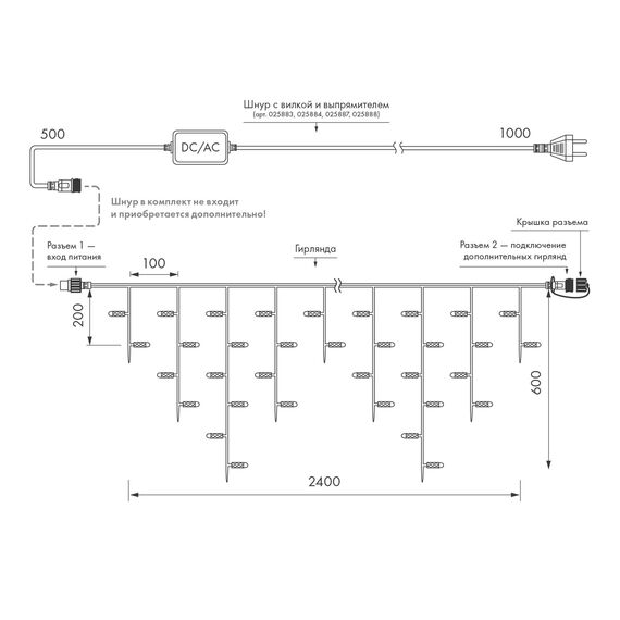 Arlight 034102 Светодиодная гирлянда ARD-EDGE-CLASSIC-2400x600-WHITE-88LED-MILK-STD White (230V, 6W) (Ardecoled, IP65) - ! УПАКОВКА СОСТОИТ ИЗ - 1 шт, изображение 11