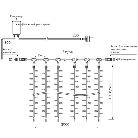 Arlight 024877 Светодиодная гирлянда ARD-CURTAIN-CLASSIC-2000x9000-CLEAR-2200LED-WATERFALL Warm (230V, 180W) (Ardecoled, IP65) - ! УПАКОВКА СОСТОИТ ИЗ - 1 шт, изображение 6