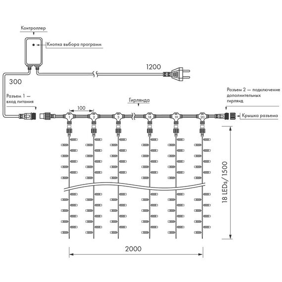 Arlight 024845 Светодиодная гирлянда ARD-CURTAIN-CLASSIC-2000x1500-CLEAR-360LED White (230V, 60W) (Ardecoled, IP65) - ! УПАКОВКА СОСТОИТ ИЗ - 1 шт, изображение 10