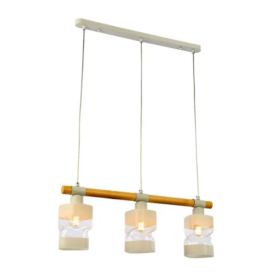 EVOLUCE SLE114503-03 Светильник подвесной Белый, Светлое дерево/Белый, Прозрачный E27 3*60W