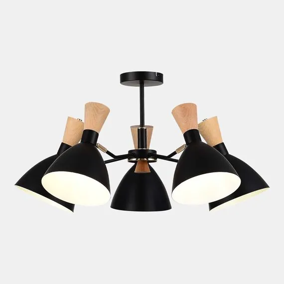 EVOLUCE SLE1256-402-05 Светильник потолочный Черный/Черный, Светлое дерево, Золотистый E14 5*40W