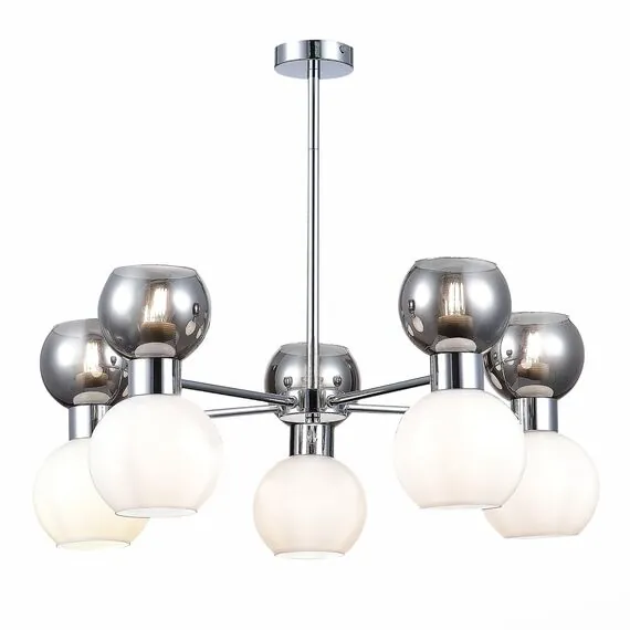 EVOLUCE SLE1138-102-10 Светильник потолочный Хром/Белый, Дымчатый E27 10*60W