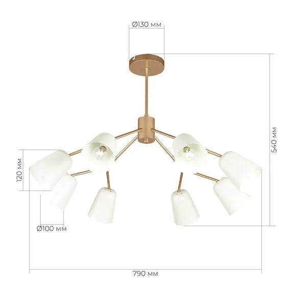 EVOLUCE SLE155902-08 Светильник потолочный Золотистый/Белый E14 8*40W, изображение 8