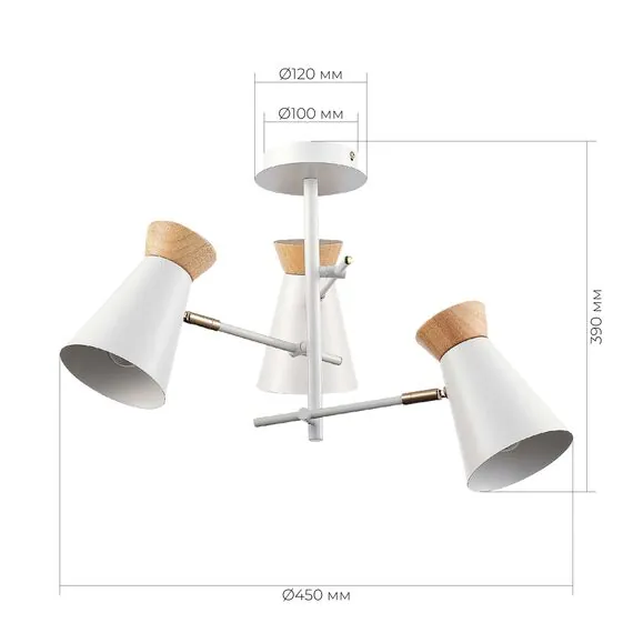 EVOLUCE SLE1252-502-03 Светильник потолочный Белый, Золотистый/Белый, Дерево E27 3*60W, изображение 5