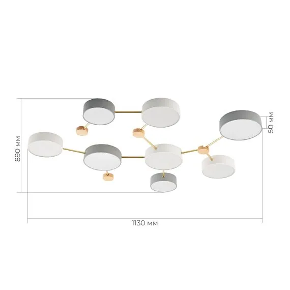 EVOLUCE SLE600102-08 Светильник потолочный Золотистый, Светлое дерево/Белый, Серый LED 8*16,5W 4000K, изображение 6