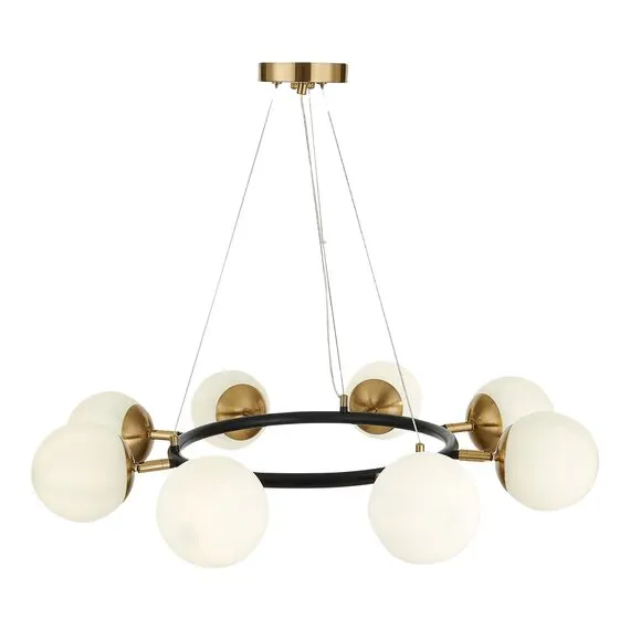 EVOLUCE SLE220403-08 Светильник подвесной Черный, Латунь/Белый E27 8*60W, изображение 2