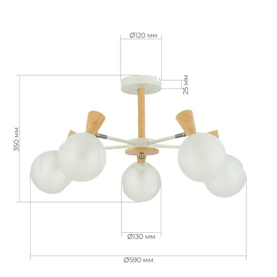 EVOLUCE SLE220702-05 Светильник потолочный Белый, Светлое дерево/Белый E14 5*40W, изображение 4