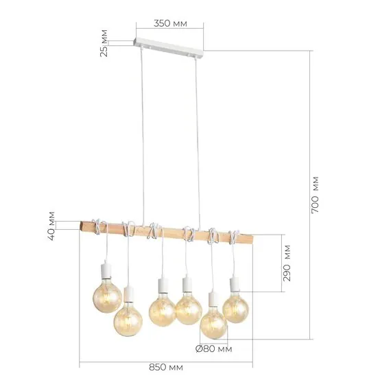 EVOLUCE SL1142.503.06 Светильник подвесной Белый, Светлое дерево E27 6*60W, изображение 6
