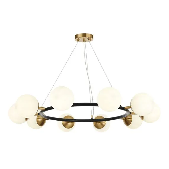 EVOLUCE SLE220403-10 Светильник подвесной Черный, Латунь/Белый E27 10*60W