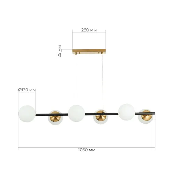 EVOLUCE SLE220403-06 Светильник подвесной Черный, Латунь/Белый E27 6*60W, изображение 5