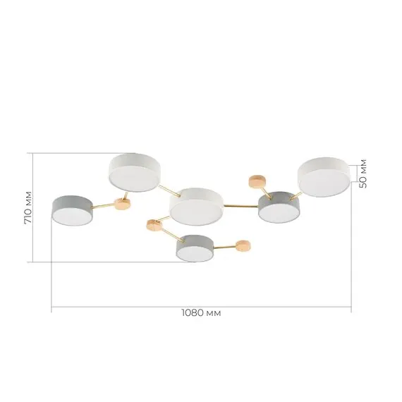 EVOLUCE SLE600102-06 Светильник потолочный Золотистый, Светлое дерево/Белый, Серый LED 6*15W 4000K, изображение 7