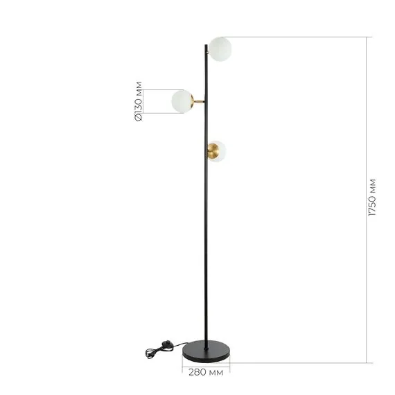 EVOLUCE SLE220405-03 Светильник напольный Черный, Латунь/Белый E27 3*60W, изображение 2