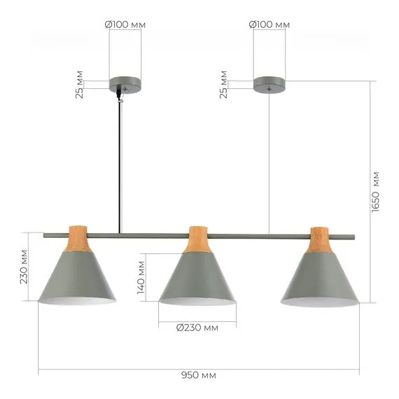EVOLUCE SLE125113-03 Светильник подвесной Серый/Серый, Светлое дерево E14 3*40W, изображение 6