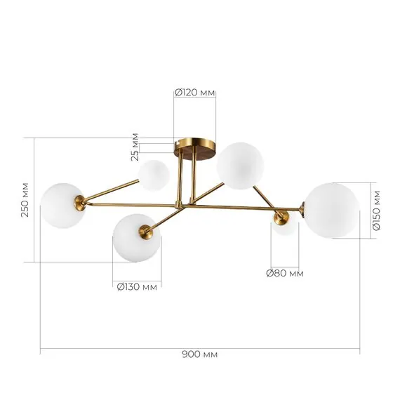 EVOLUCE SLE2211-302-06 Светильник потолочный Латунь/Белый G9 LED 6*5W, изображение 5
