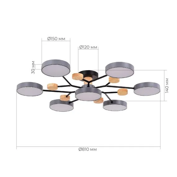 EVOLUCE SLE6006-702-07 Светильник потолочный Серый/Серый LED 7*12W 3000K/4500K/6000K, изображение 7