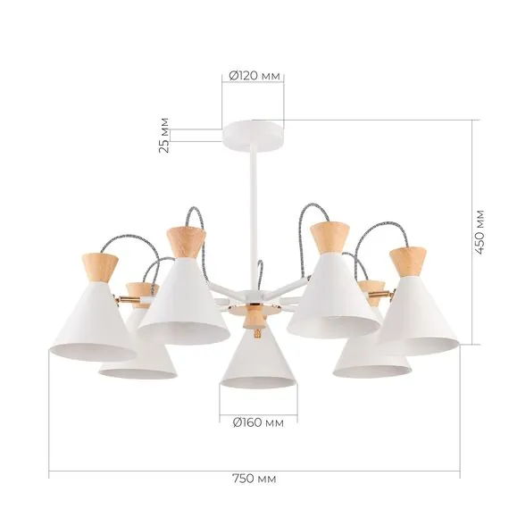 EVOLUCE SLE125102-07 Светильник потолочный Белый, Золотистый/Белый, Светлое дерево E14 7*40W, изображение 4