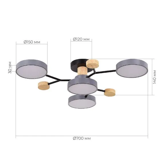 EVOLUCE SLE6006-702-04 Светильник потолочный Серый/Серый LED 4*12W 3000K/4500K/6000K, изображение 6