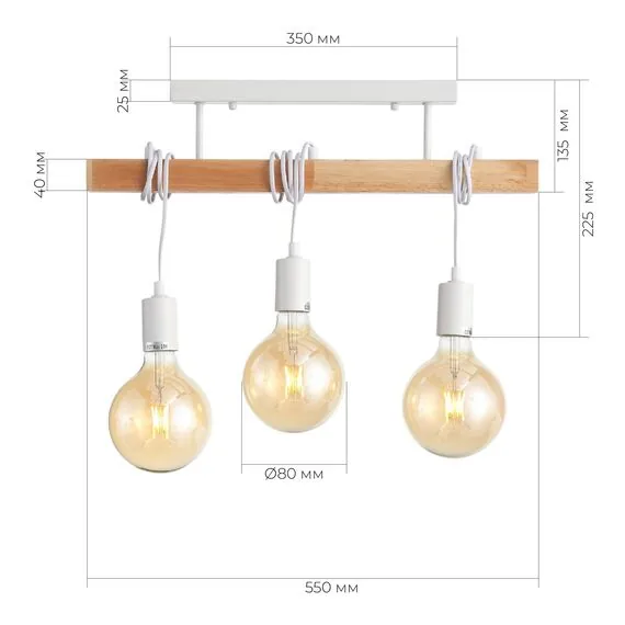 EVOLUCE SL1142.503.03 Светильник подвесной Белый, Светлое дерево E27 3*60W, изображение 4