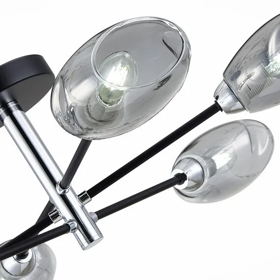 EVOLUCE SLE155512-06 Светильник потолочный Черный, Хром/Дымчатый E14 6*40W, изображение 4