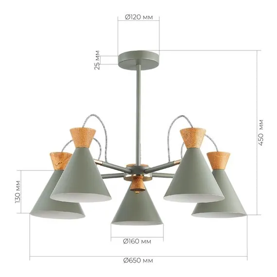 EVOLUCE SLE125112-05 Светильник потолочный Серый, Золотистый/Серый, Темное дерево E14 5*40W, изображение 4