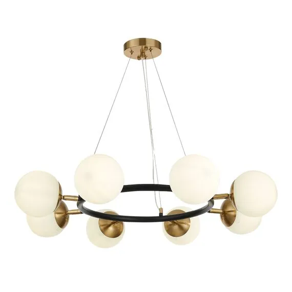 EVOLUCE SLE220403-08 Светильник подвесной Черный, Латунь/Белый E27 8*60W