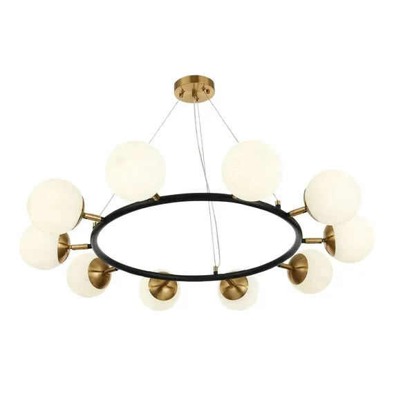 EVOLUCE SLE220403-10 Светильник подвесной Черный, Латунь/Белый E27 10*60W, изображение 2