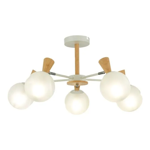 EVOLUCE SLE220702-05 Светильник потолочный Белый, Светлое дерево/Белый E14 5*40W