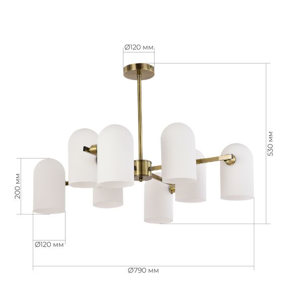 EVOLUCE SLE1047-302-08 Светильник потолочный Бронза/Молочно-белый E14 8*40W, изображение 5