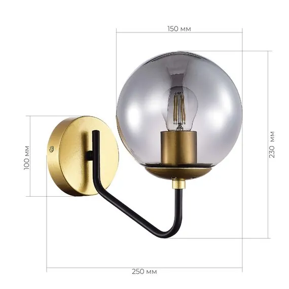 EVOLUCE SLE1097-301-01 Светильник настенный Матовое золото/Дымчатый E27 1*60W, изображение 2