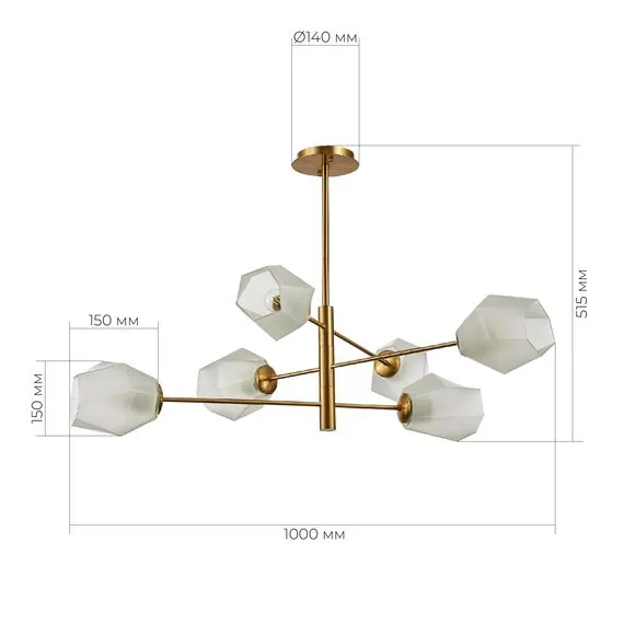 EVOLUCE SLE205202-06 Светильник потолочный Латунь/Белый E27 6*60W, изображение 4
