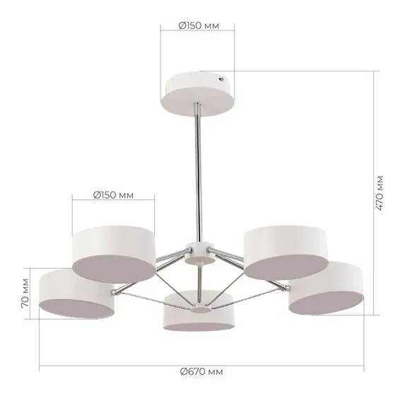 EVOLUCE SLE6005-502-05 Светильник потолочный Белый, Хром/Белый LED 5*10W, изображение 7