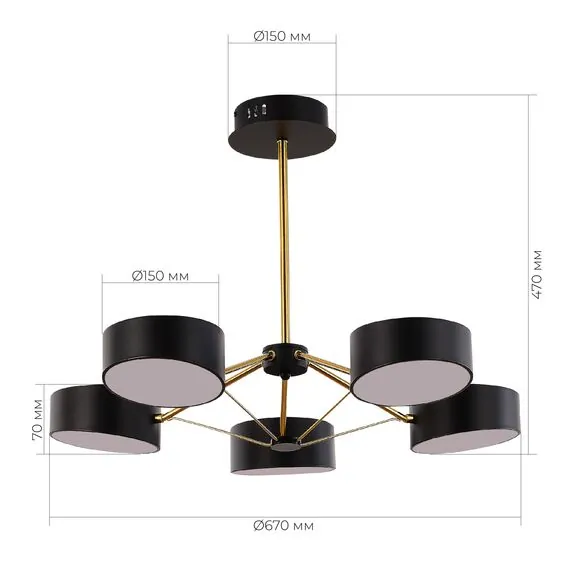 EVOLUCE SLE6005-402-05 Светильник потолочный Черный, Золотистый/Черный LED 5*10W, изображение 6