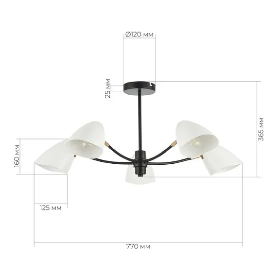 EVOLUCE SLE103602-05 Светильник потолочный Черный, Золотой/Белый E14 5*40W, изображение 5