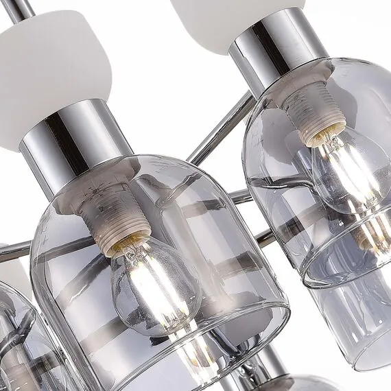 EVOLUCE SLE1045-102-08 Светильник потолочный Хром/Белый,  Дымчатый E14 8*40W, изображение 2