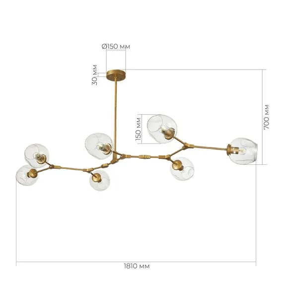 EVOLUCE SLE154823-07 Светильник подвесной Золотистый/Прозрачный E27 7*40W, изображение 2