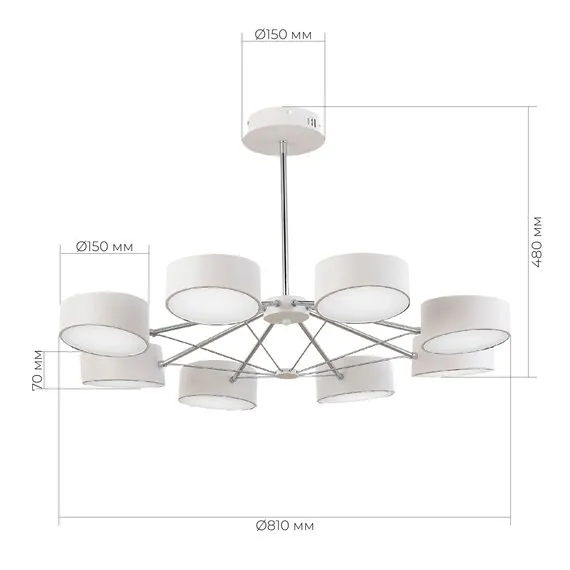 EVOLUCE SLE6005-502-08 Светильник потолочный Белый, Хром/Белый LED 8*10W, изображение 7