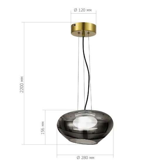 ST LUCE SL6019.303.01 Светильник подвесной ST-Luce Латунь/Дымчатый, Белый LED 1*10W 3000K, изображение 3