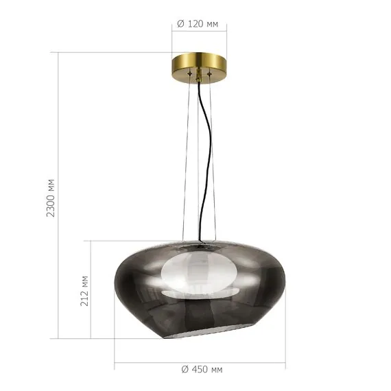 ST LUCE SL6019.313.01 Светильник подвесной ST-Luce Латунь/Дымчатый, Белый LED 1*20W 3000K, изображение 3