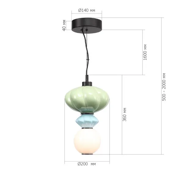 ST LUCE SL6134.403.01 Светильник подвесной ST-Luce черный/зелёный, синий, опаловый LED 1*8W 3000K, изображение 4