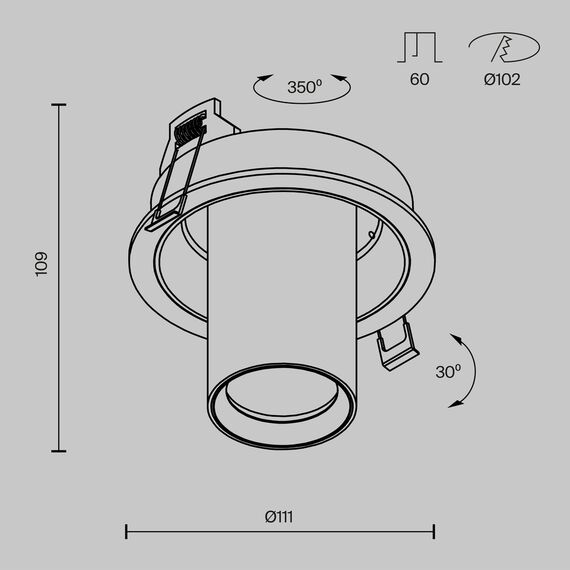 Maytoni Technical C048CL-01-GU10-B Светильник встраиваемый FOCUS S, изображение 8