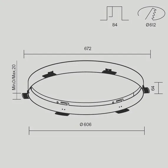 Maytoni Technical DLA032-TRS90-W Основание для безрамочной установки светильника Zon в ГКЛ Downlight, изображение 8