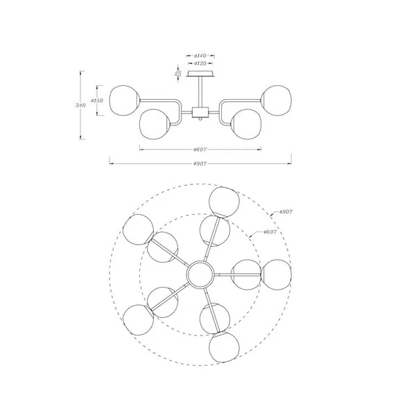 Maytoni Decorative MOD221PL-10G Люстра на штанге Erich, изображение 6